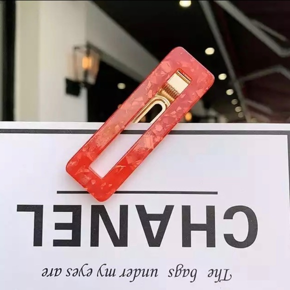 ❤️RED❤️Marble Acrylic Barrettes 2 psc set - Picture 2 of 6